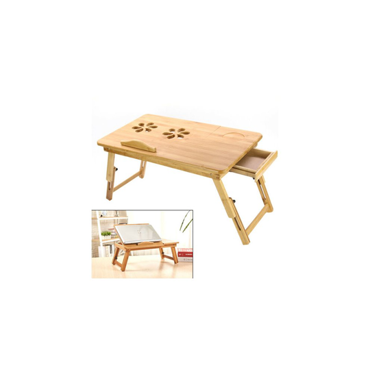 Adjustable Foldable Laptop Desk Notebook Computer Bamboo Table Stand Tray Bed