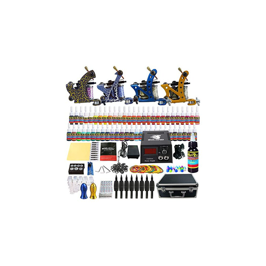 Solong TattooÂ Professional Tattoo Kit 4 Kinds of Machines CE Power Supply UK Plug With Carry Case TK453