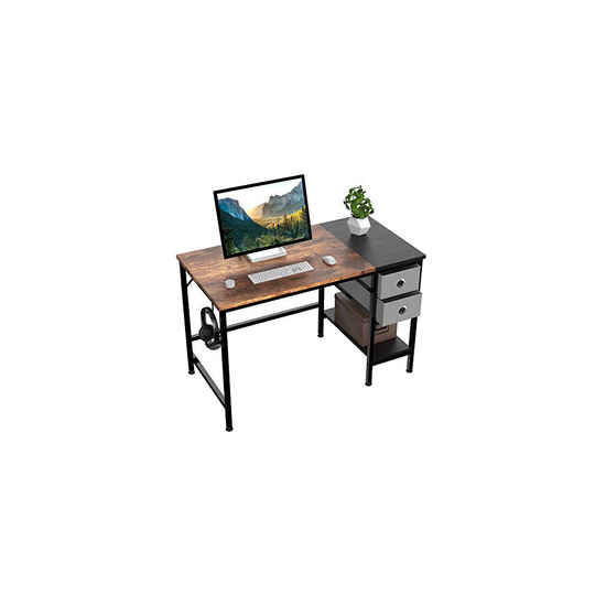 HOMIDEC Computer Desk, Office Work Desk for student and worker, Writing Desk with drawer and Headphone Hook, Laptop Table with shelves, Modern St