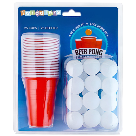 Iconic Red American Beer Pong Set - 25 Cups and 25 Balls - Perfect for Christmas Party Fun and Games