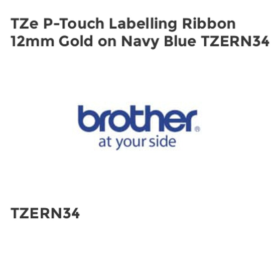 Brother TZe P-Touch Labelling Ribbon 12mm Gold on Navy Blue TZERN34