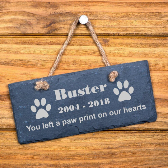 Personalised Engraved Slate Stone Heart Pet Memorial Grave Marker Plaque