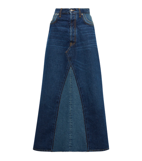 High-rise denim maxi skirt