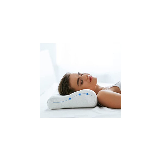 ON1S Contour Memory Foam Pillow | Soft Orthopaedic Cervical Neck Support Pillow for Neck and Shoulder Pain Relief, Ergonomic Anti-Snoring, Two Cov