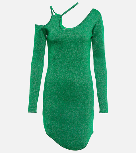 Asymmetric cold-shoulder minidress