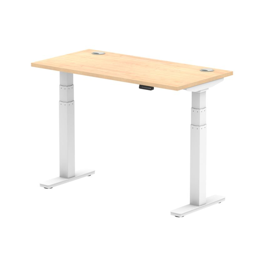 Dynamic Air 1200/600 Maple Height Adjustable Desk with Cable Ports with White Le