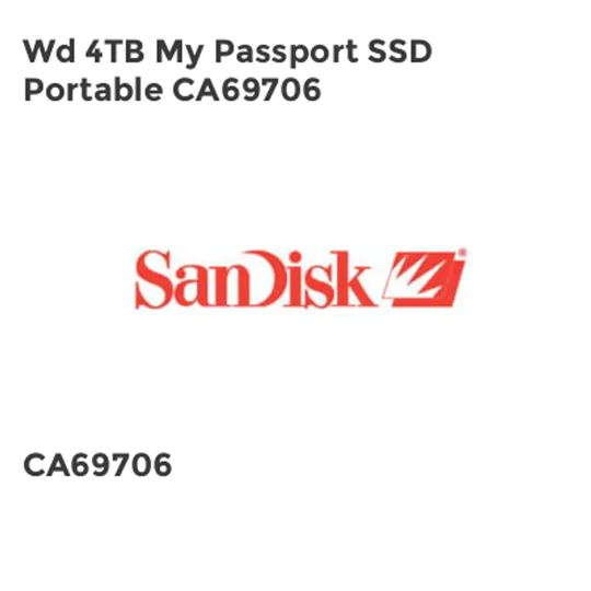 Sandisk Wd 4TB My Passport SSD Portable CA69706