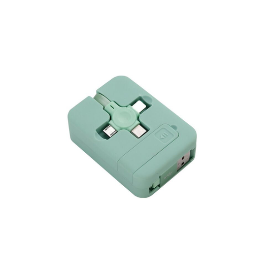 (Green) Retractable 3 In 1 USB Data Fast Charging Cable iOS Micro Type C Phone Stand