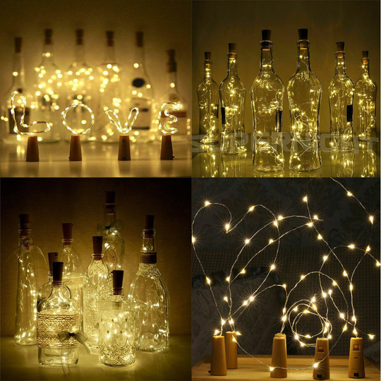 2M Cork Shaped Copper Wire LED String Light Wine Bottle For Decor