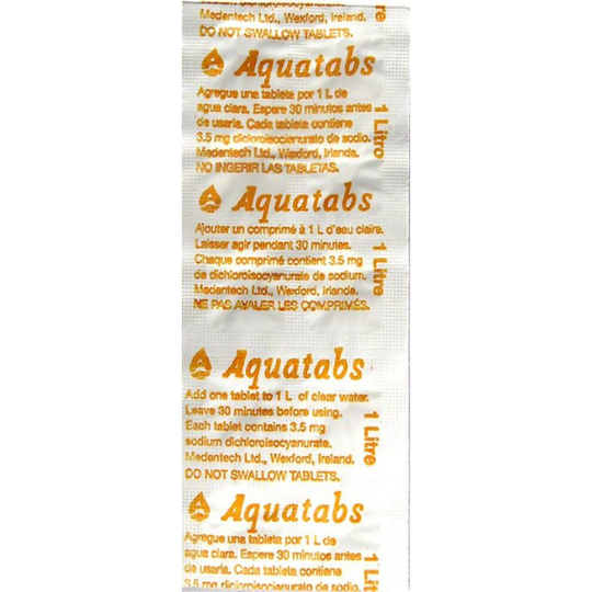 BCB CR216A AQUATABS WATER PURIFICATION TABLETS 8.5MG FOR 1L STRIP 15X10 (150)