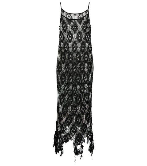 Distressed crocheted maxi dress
