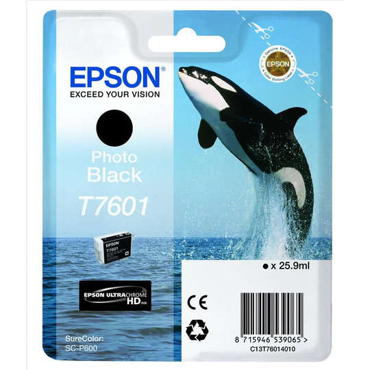 Epson Epson T7601 Killer Whale Photo Black Standard Capacity Ink Cartridge 26ml