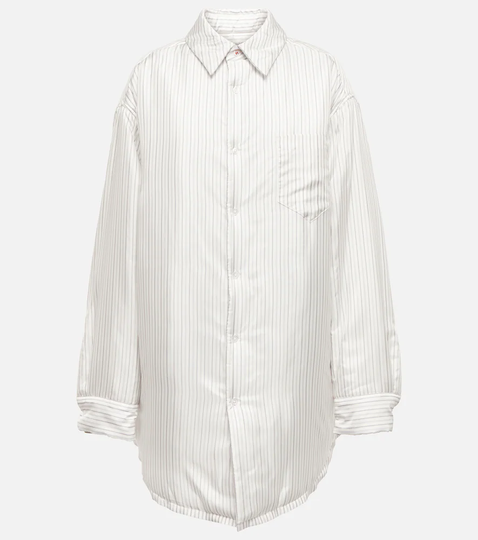 Striped puffed shirt jacket