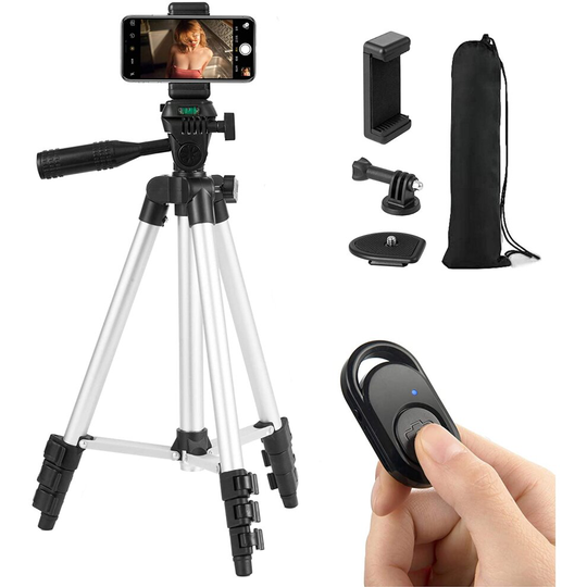 Paladinz Phone Tripod 42" Inch (106 cm) Lightweight Aluminum iPhone Tripod Stand for Camera iPhone Samsung and Most Phones with Carrying Bag Universal