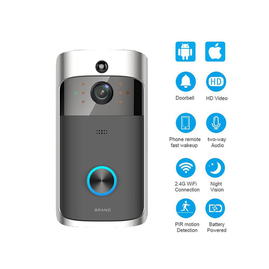 Smart Wireless WiFi Doorbell IR Video Camera Intercom Record Home Security Bell(Black/Silver)
