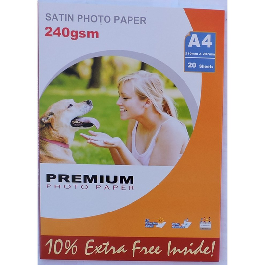 (20 Sheets) A4 240gsm Satin Photo Paper