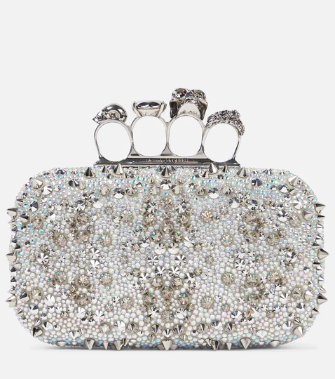 Skull Four Ring embellished clutch
