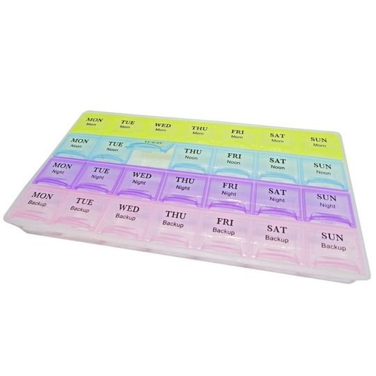(4 Rows) Pills box 7 Days Weekly Tablet Medicine Box Holder