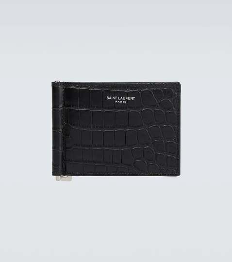 Croc-effect leather wallet