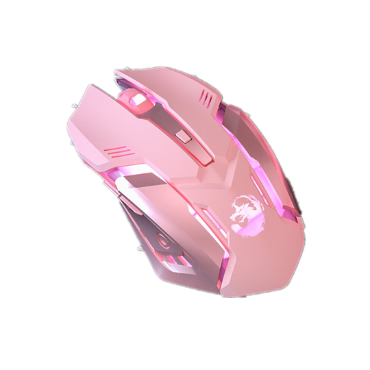 Bluetooth Wireless Mouse Girl Cute Pink Mute Game Rechargeable Mouse Desktop Laptop Mechanical Game 2400DPI Backlit Mouse