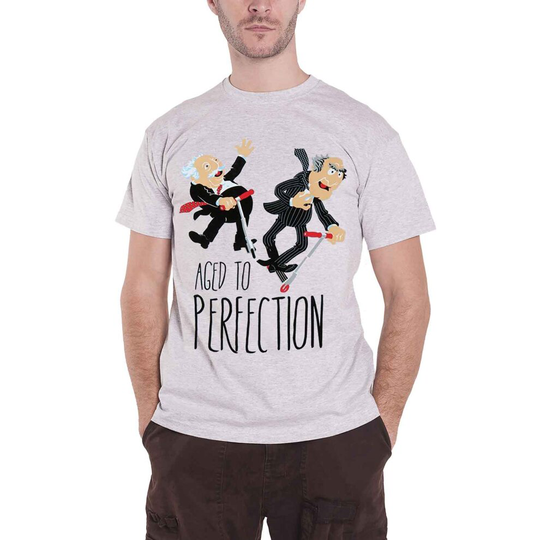 Official Mens Muppets T Shirt Statler & Waldorf Aged To Perfection Heather Grey