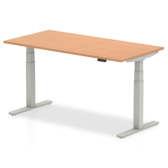 Dynamic Air 1600/800 Oak Height Adjustable Desk with Silver Legs