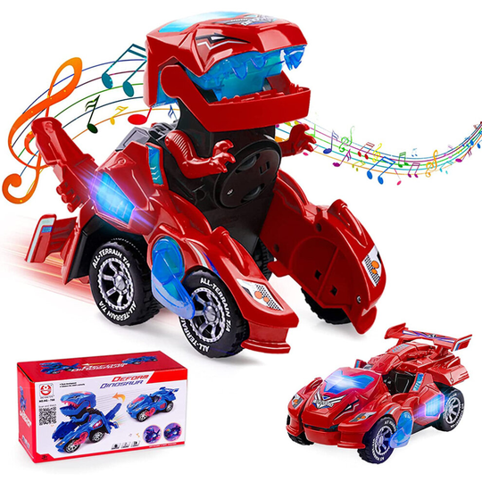Transforming Dinosaur Car Toys with Flashing Lights & Music Kids Toys
