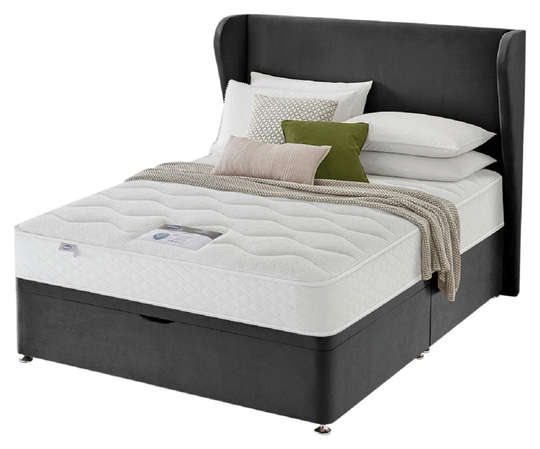 Silentnight 1000Pkt Mem Superking Ottoman Divan Bed-Charcoal