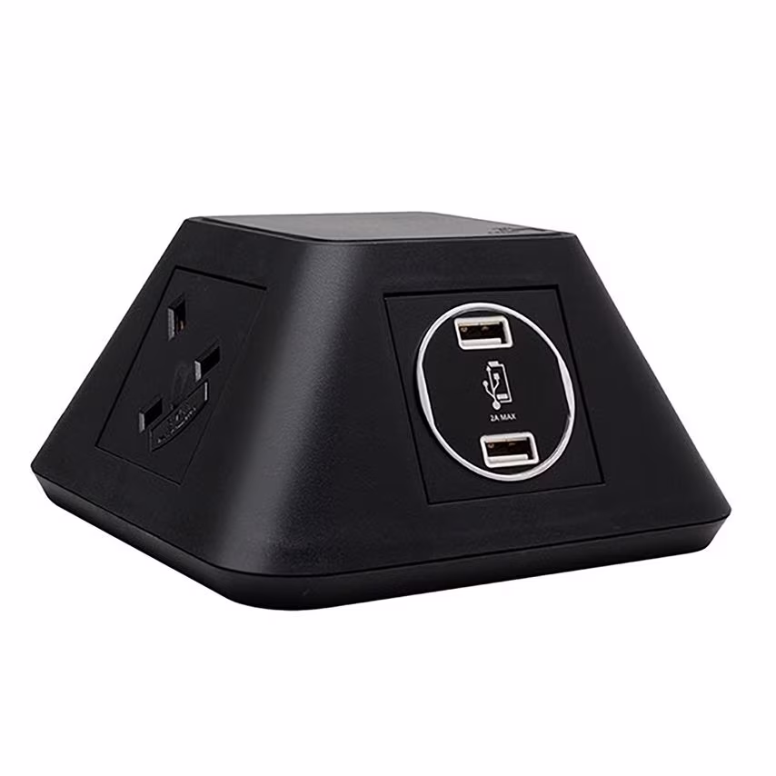 Dams Inca On-surface Power Module 2 x UK Sockets, 2 x Twin USB Fast Charge - Gre