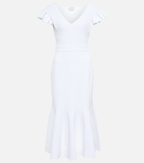 Ruffle-trimmed midi dress