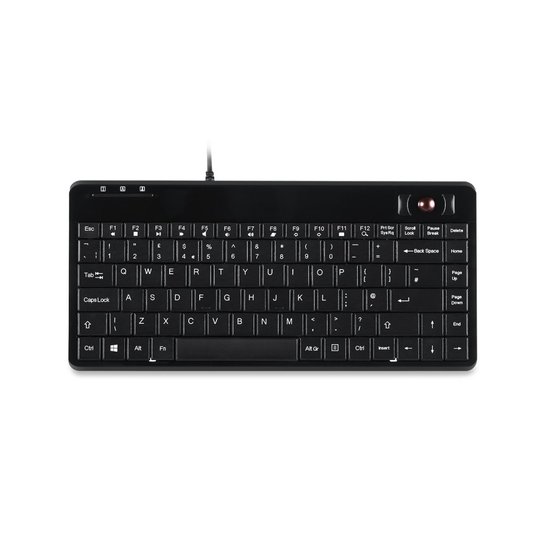 Perixx PERIBOARD-505H PLUS Wired Mini Keyboard with Trackball and USB Hub - 315x147x26mm - 14mm Trackball - UK Layout
