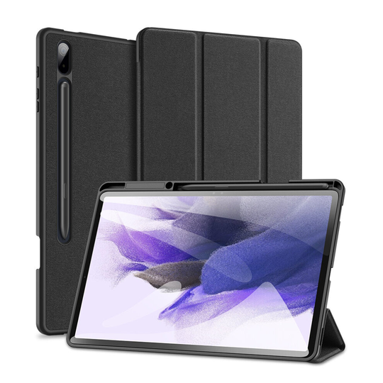 Case for Samsung Galaxy Tab S7 FE Ultra Thin Smart Leather Cover Case with Pencil Holder & Auto Wake Up/Sleep - Black