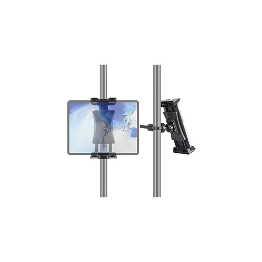 Tablet Holder for Microphone Stand, Universal Tablet Mount for Music Mic Stand/Exercise Bike/Spin Bike, 360 Rotatable Tablet Phone Clamp Compati