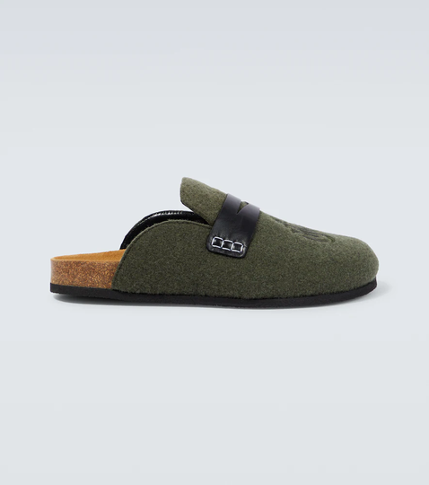 Embroidered wool slippers