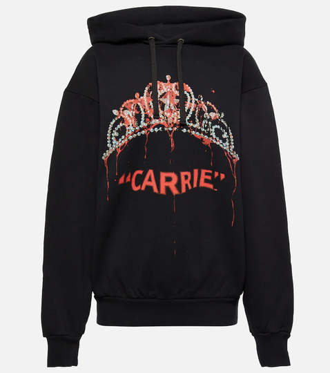 Printed cotton jersey hoodie