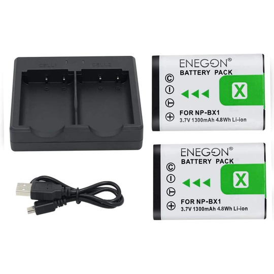 NP-BX1 ENEGON Replacement Battery (2-Pack) and Rapid Dual Charger for Sony NP-BX1 and Sony Cyber-shot DSC-RX100, DSC-RX100M II/II/IV/V/VI/VII/VA,