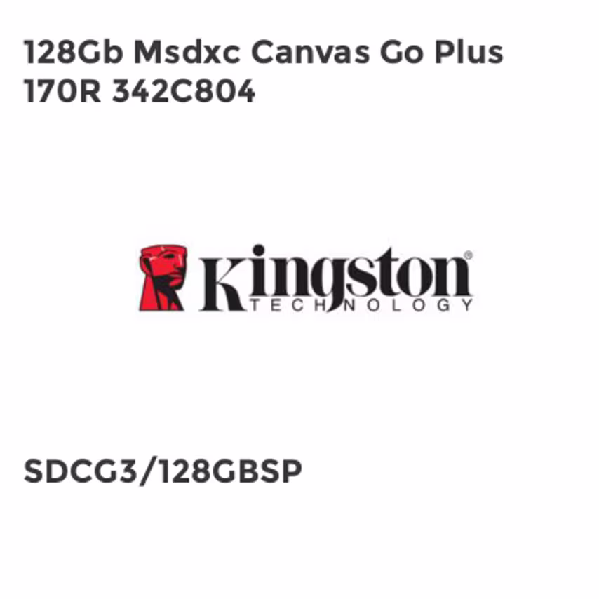 Kingston 128Gb Msdxc Canvas Go Plus 170R 342C804- you get 8