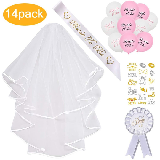 Nanchor Bride to be Decoration Set Bride to Be Sash Balloons Bridal Veil Tattoo Badge for Hen Night Bridal Shower