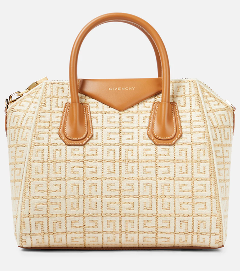 Antigona 4G embroidered raffia bag