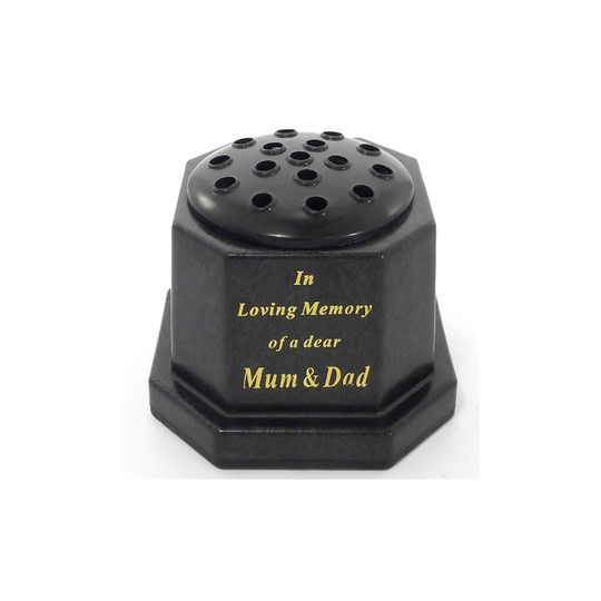 (Mum And Dad) Memorial Tribute Pot Grave Black Flower Vase
