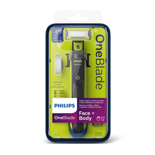 Philips QP2530/25 Wet and Dry Use OneBlade for Face and Body with Accessories