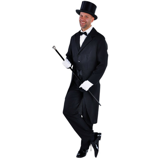 (XS) Gents Black Tailcoat Jacket - Victorian / Chaplin