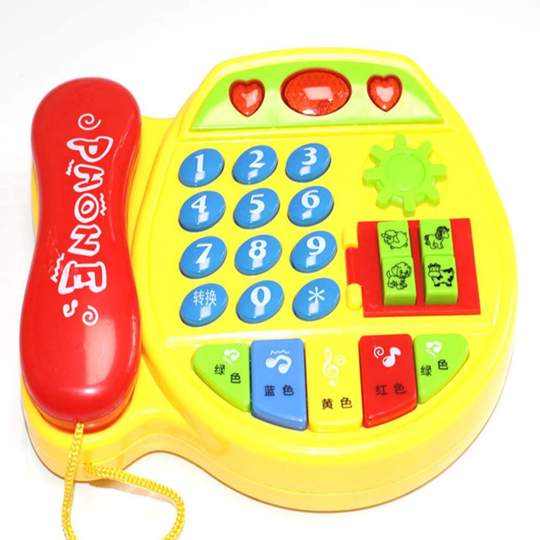 (yellow) Children's toy music early education analog phone