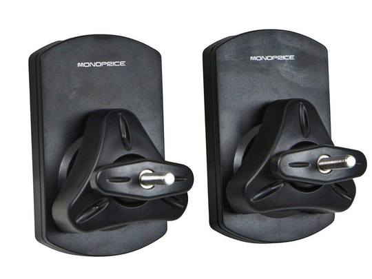 Low Profile Speaker Wall Mount Brackets (Pair) | Max Weight 10 kg (22 lbs) | Black