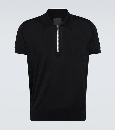 Zipped silk polo shirt