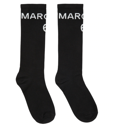 Logo ribbed-knit cotton-blend socks