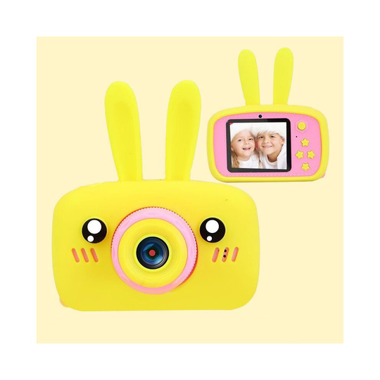 (Rabbit Yellow) HD 1080P Kids Digital Camera Cartoon Screen Xmas Gift