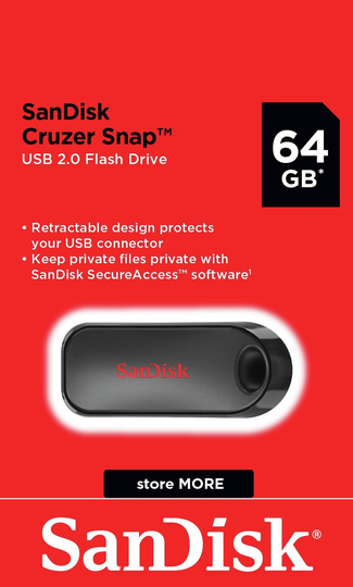 SanDisk Cruzer Snap USB 2.0 Flash Drive - 64GB