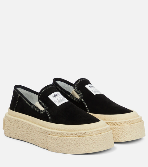 Suede platform slip-on sneakers