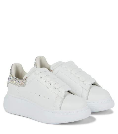 Embellished leather sneakers